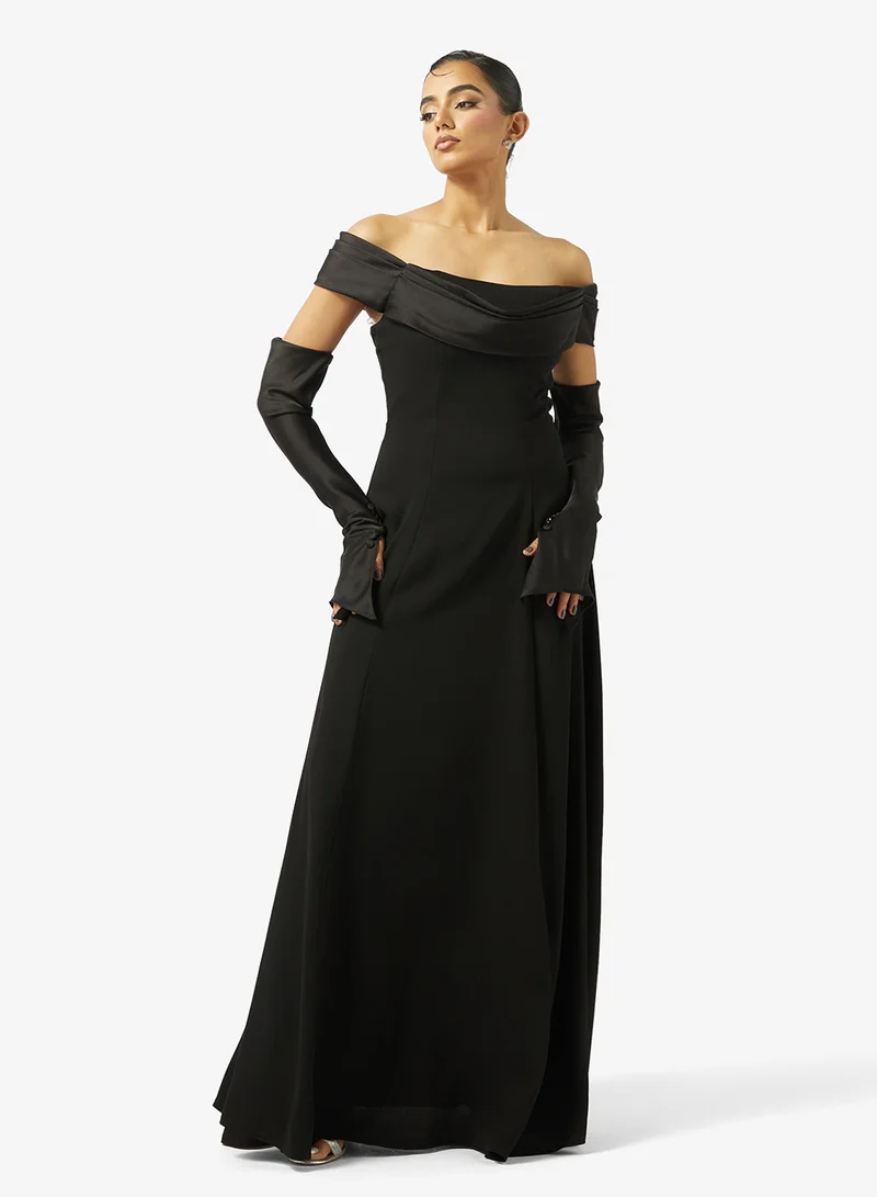 Akadia Fashion A-LINE FREE SLEEVES CREPE DRESS